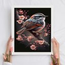 Ver imagem 2 de Quadro Arte Passarinho com Flores 45x34cm:moldura Preta