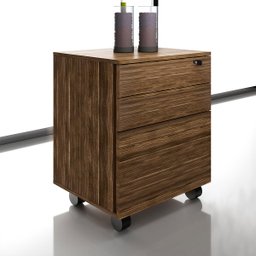 Conjunto Escritório Com Mesa em L e Gaveteiro Com Chave Cor: Nogal com Preto - 3