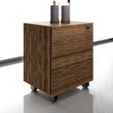 Ver imagem 3 de Conjunto Escritório Com Mesa em L e Gaveteiro Com Chave Cor: Nogal com Preto