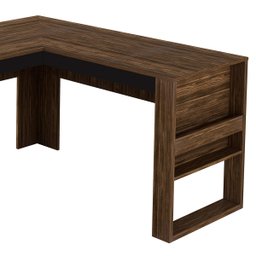 Conjunto Escritório Com Mesa em L e Gaveteiro Com Chave Cor: Nogal com Preto - 8