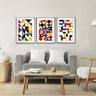 Quadro Decorativo Bauhaus Retrô em 3 Telas com Moldura Filete - 1