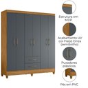Ver imagem 4 de Guarda Roupa Casal Panama 6p 153 Cm Freijo Cinza Moval