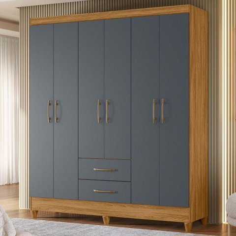 Guarda Roupa Casal Panama 6p 153 Cm Freijo Cinza Moval