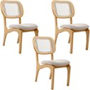 Ver imagem 1 de Kit 3 Cadeiras para Sala de Jantar Cozinha Estofada e Tela Mariah L02 Bouclê Creme - Lyam Decor