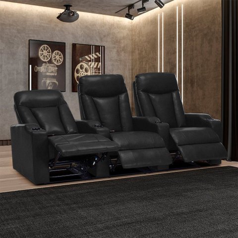 Poltrona 3 Lugares Sala de Estar e Cinema Vancouver Elétrica Reclinável Porta Copos Entrada Usb/usb-