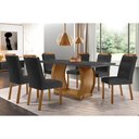 Ver imagem 1 de Sala de Jantar Completa Jade Tampo Madeirado C/ Vidro Canto Curvo 180x90 e 6 Cadeiras Imperatriz