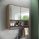 Ver imagem 2 de Armário Espelheira para Banheiro 80cm com 2 Portas e Toalheiro Estilo Industrial P1041 Mel