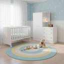 Ver imagem 1 de Quarto Bebê Infantil Doce Sonho Berço Reto Rodizio e Guardar Roupas com Cômoda Qmovi