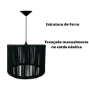 Ver imagem 2 de Pendente Luminária Redondo Grande Corda Náutica Preto