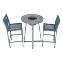 Ver imagem 1 de Conjunto Bistrô Champanheira Cinza Tampo Ripado e 2 Banquetas França Corda Náutica Cinza