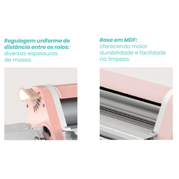 Cilindro Laminador de Massas Manual 28cm Estilo Cromado AND:Rosa - 2