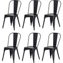 Ver imagem 1 de Kit 6 Cadeiras Tolix Iron Design Preto Fosco Aço Industrial Sala Cozinha Jantar Bar