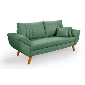 Sofá Texas Retro Linho Conforto Hiper Soft D26 3 Lugares:verde
