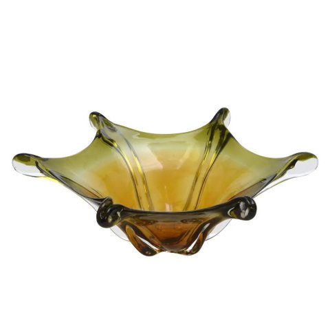 Centro de Mesa Decorativo em Vidro Degradê Âmbar e Verde 38cm 15569-pl