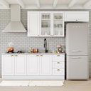 Ver imagem 2 de Cozinha Modulada Americana 4 Peças com Balcão 120cm sem Tampo Branco/calcare - Móveis Henn