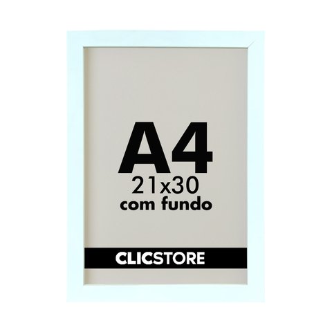 Kit 05 Moldura A4 21x30cm com Fundo para Quadros Fotos Álvara Certificados Cursos Cor: Branco