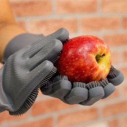Luva de Silicone com Cerdas Limpeza Cozinha Louça Prana - 3