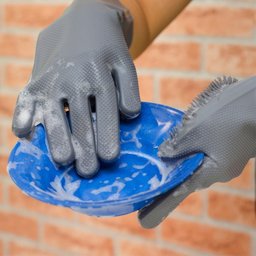 Luva de Silicone com Cerdas Limpeza Cozinha Louça Prana - 4