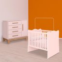 Ver imagem 1 de Conjunto Berço e Cômoda Sapateira Slim 1 Porta 4 Gavetas Rosa