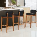 Ver imagem 2 de Kit 05 Banquetas Alta para Cozinha Sala de Jantar Bar Dara L02 Suede Preto - Lyam Decor