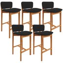 Ver imagem 1 de Kit 05 Banquetas Alta para Cozinha Sala de Jantar Bar Dara L02 Suede Preto - Lyam Decor