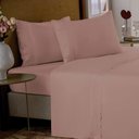 Ver imagem 1 de Jogo de Cama King Liso com Renda 4 Peças Rosê Exclusive