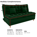 Ver imagem 4 de Sofa Cama 2 Lugares 185 Cm Duda Veludo Maserati Verde Milani Store