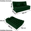 Ver imagem 3 de Sofa Cama 2 Lugares 185 Cm Duda Veludo Maserati Verde Milani Store