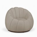 Ver imagem 2 de Poltrona Decorativa Orgânica Fixa com Puff Nuvem Boucle Conforto e Apoio Bege Loja Sheep