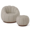 Ver imagem 1 de Poltrona Decorativa Orgânica Fixa com Puff Nuvem Boucle Conforto e Apoio Bege Loja Sheep