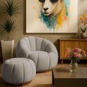 Ver imagem 3 de Poltrona Decorativa Orgânica Fixa com Puff Nuvem Boucle Conforto e Apoio Bege Loja Sheep