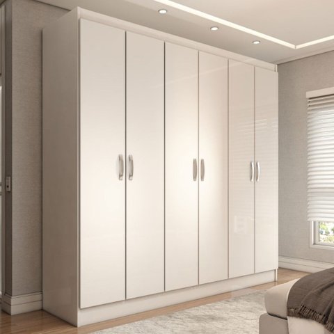 Guarda-roupa Casal Normandia 6 Portas 2 Gavetas Branco - Panorama Móveis