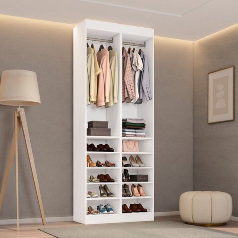 Guarda-Roupa 2 Módulos Roupeiro Closet Sapateira sem Porta Versatille Yescasa