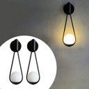 Ver imagem 1 de Kit 2 Arandela Luminária de Parede Gota Moderna Preto com Globo de Vidro 12cm Decoração Casa