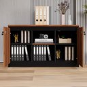 Ver imagem 5 de Armário para Escritório 120cm 2 Portas com Chaves e Nichos Corporate Marrom/Nogal/Preto