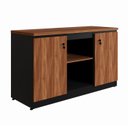 Ver imagem 2 de Armário para Escritório 120cm 2 Portas com Chaves e Nichos Corporate Marrom/Nogal/Preto