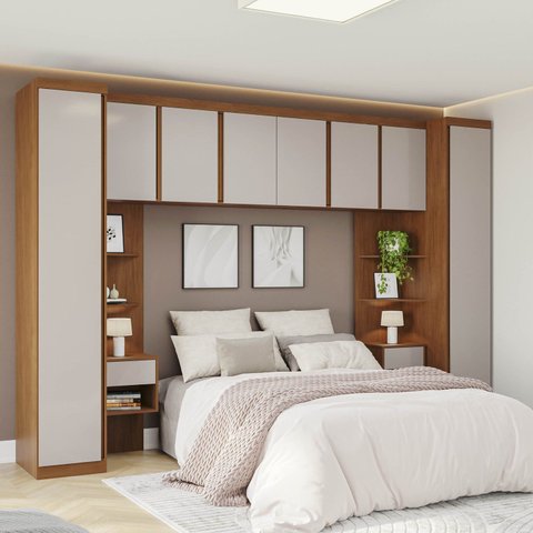 Guarda-Roupa Modulado 7 Peças 8 Portas Arani CabeCasa MadeiraOriginals Marrom/Cinamomo/Off White