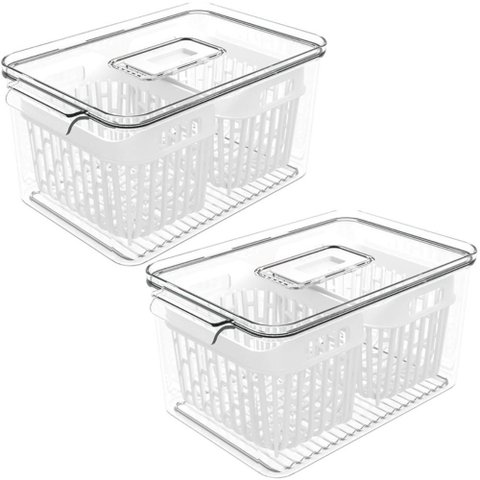 Kit 2 Organizadores de Geladeira 3,2l Cestos Escorredor Dry Multiuso Coza Pequeno