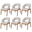 Ver imagem 1 de Kit 06 Cadeiras de Jantar e Estar Living Estofada Lince L02 Linho Bege - Lyam Decor