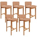 Ver imagem 1 de Kit 05 Banquetas Alta para Cozinha Sala de Jantar Bar Dara L02 Linho Rosê - Lyam Decor