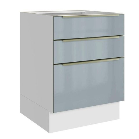 Balcão de Cozinha 60 Cm 3 Gavetas (sem Tampo) Branco/cinza Lux Madesa Branco/cinza