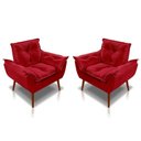 Ver imagem 6 de Kit C-02 Poltronas Opala + 01 Puff Redondo Danny Suede Vermelho