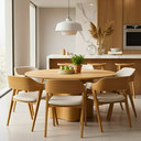 Ver imagem 1 de Conjunro Jantar Mesa Palmas Redonda C/ 6 Caderias Linha Alta:linho Bege