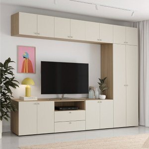 Estante para TV até 75 Polegadas  8 Módulos 14 Portas 2 Gavetas Frame Cabecasa MadeiraMadeira
