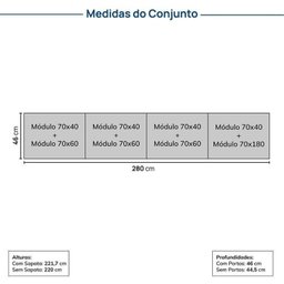 Estante para TV até 75 Polegadas  8 Módulos 14 Portas 2 Gavetas Frame Cabecasa MadeiraMadeira - 4