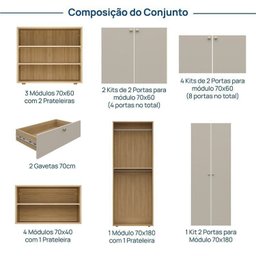 Estante para TV até 75 Polegadas  8 Módulos 14 Portas 2 Gavetas Frame Cabecasa MadeiraMadeira - 3
