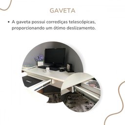 Mesa Escrivaninha Trend de Canto 1 Gaveta Olmo/branco - Artany - 5