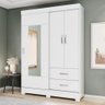 Guarda-roupa Solteiro Corba 3 Portas 2 Gavetas com Espelho Flex Branco/rosa - Briz - 1