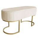 Ver imagem 2 de Banco Recamier Estofado Luana Base Gold Veludo Bege - Montanaris Decor