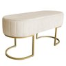 Banco Recamier Estofado Luana Base Gold Veludo Bege - Montanaris Decor - 2